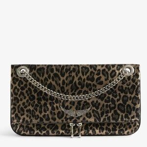 Zadig & Voltaire Rock II Metal Leopard Clutch- in Silver